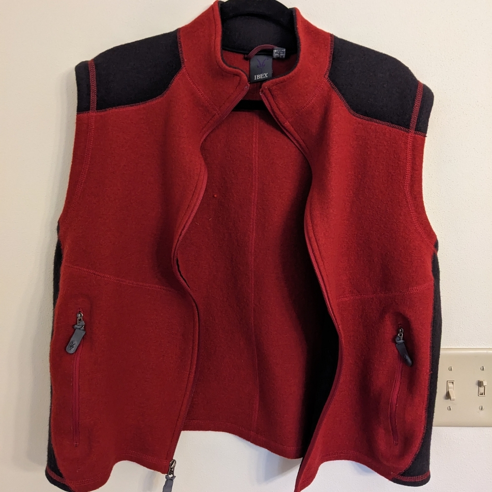 Ibex Women's Red Wool Zip Vest